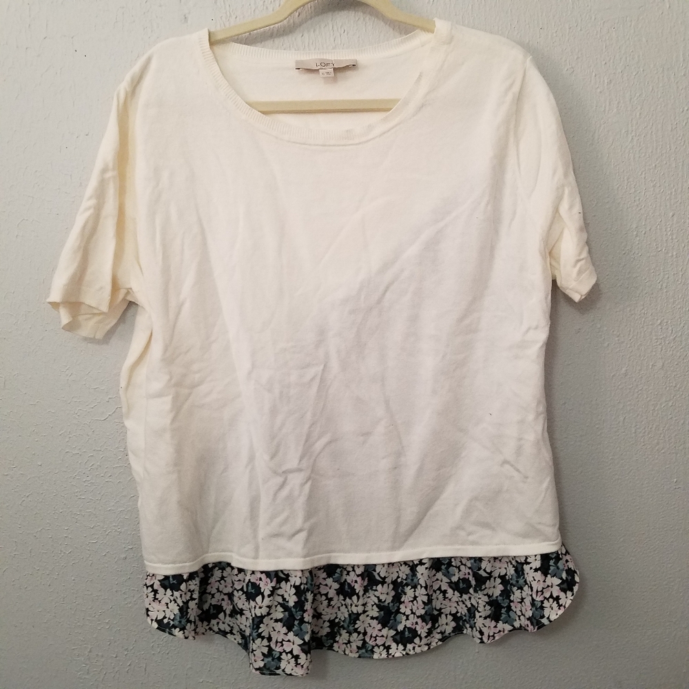 LOFT | White Sweater Short Sleeve Top